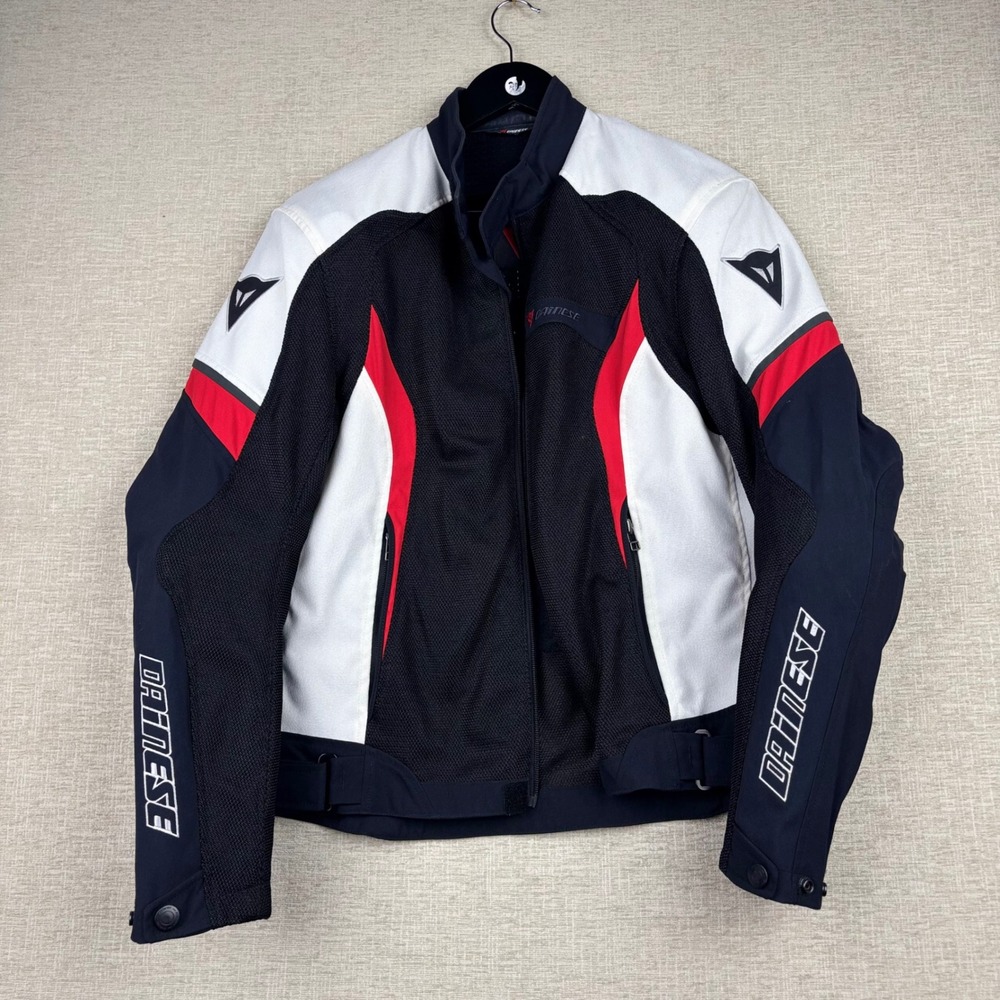 Dainese Mesh Motorcycle Jacket Black White Red Padded Riding Gear Mens 46